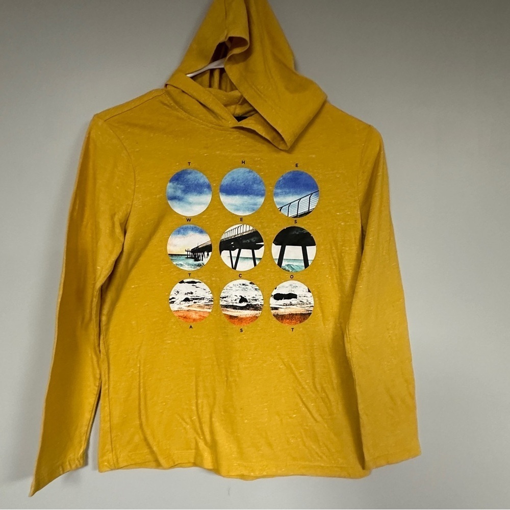 Old Navy yellow / gold,  Beach Photos, long sleeve hoodie tee L (10-12)